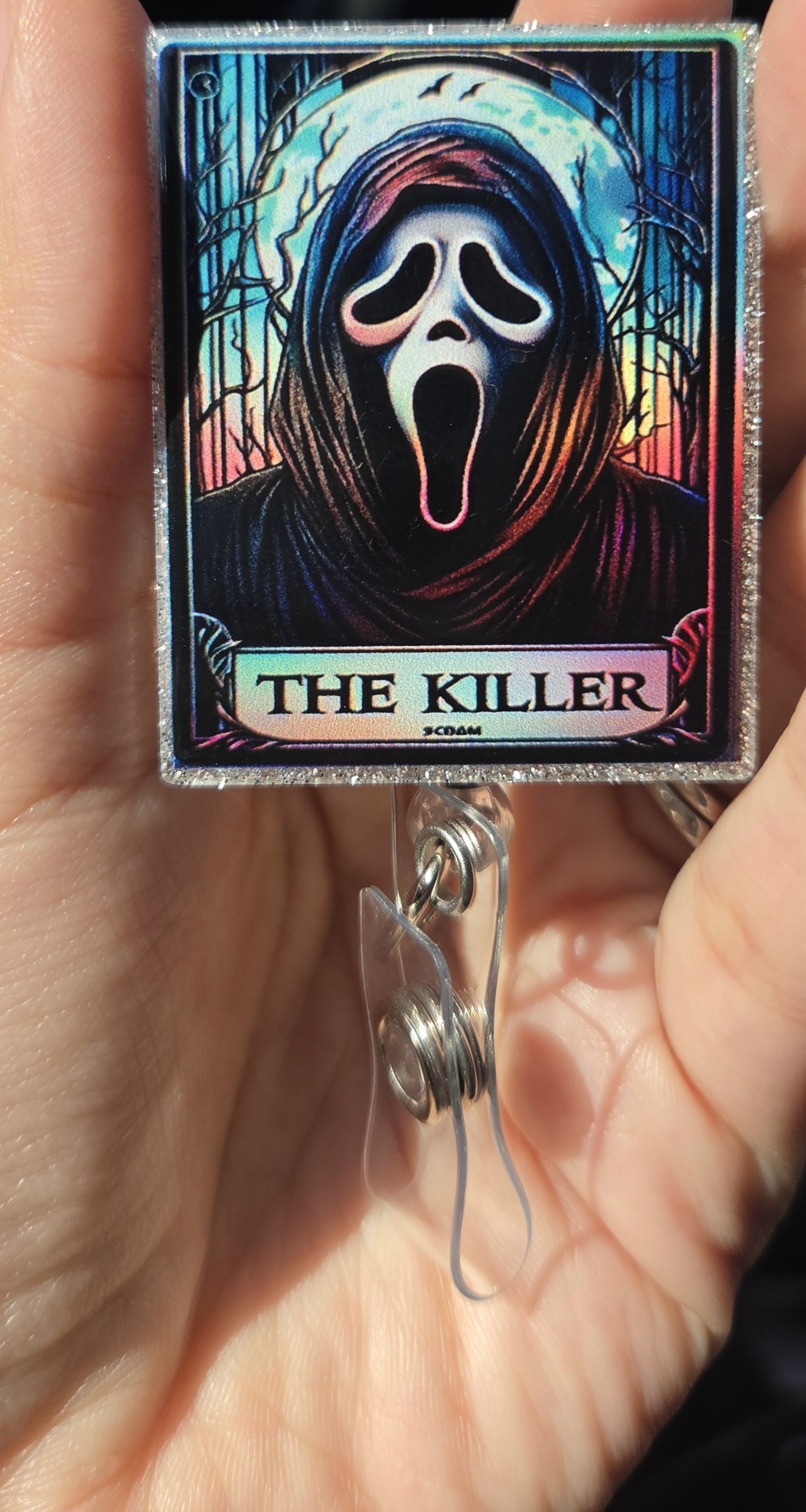 Rectangle ghost face badgereel